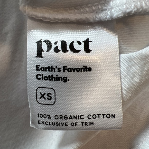 Pact Organic Cotton Long Sleeve V-Neck White Tee Casual Top XS Natural Eco - Picture 7 of 7